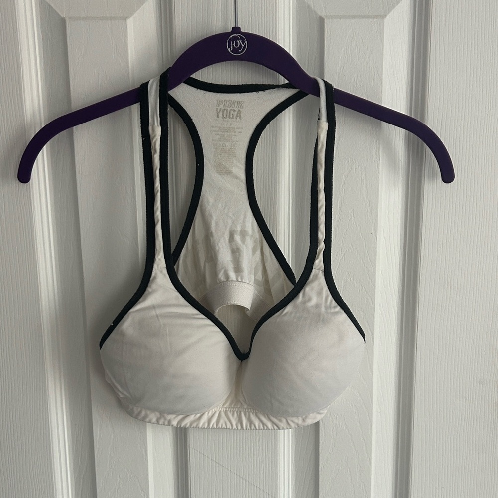 Love PINK Victoria’s Secret Yoga Black and White Spots Bra Size SP Small Petite